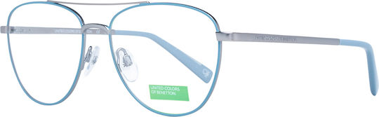 Benetton Weiblich Metallisch Brillenrahmen Blau BEO3003 649