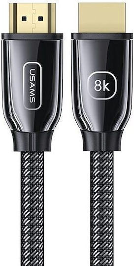 Usams Usams HDMI 2.1 Ultra High Speed 48Gbps 4K 120Hz HDR VRR Geflochtenes HDMI-Kabel HDMI-Stecker - HDMI-Stecker 3m Schwarz