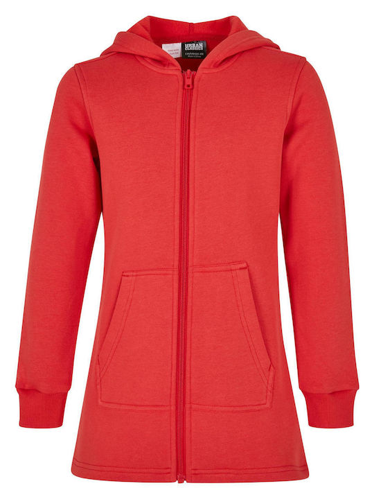 Urban Classics Girls Hooded Sweatshirt with Zipper Red