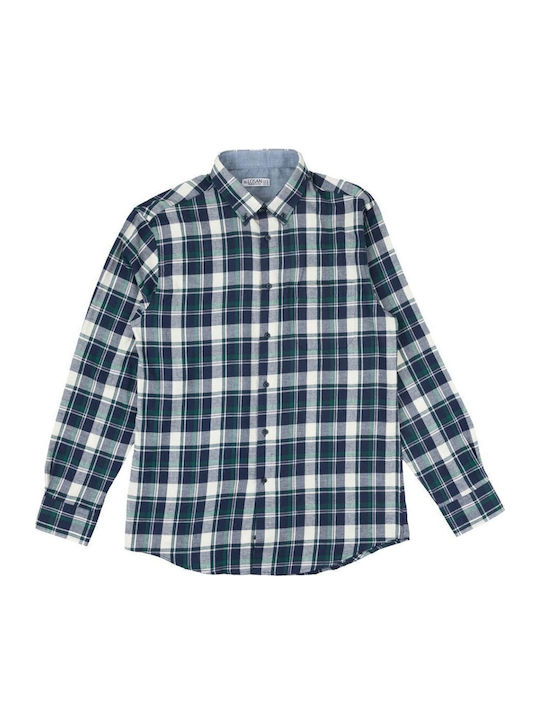 Long Sleeve Flannel Checked Shirt Green/Blue/Grey