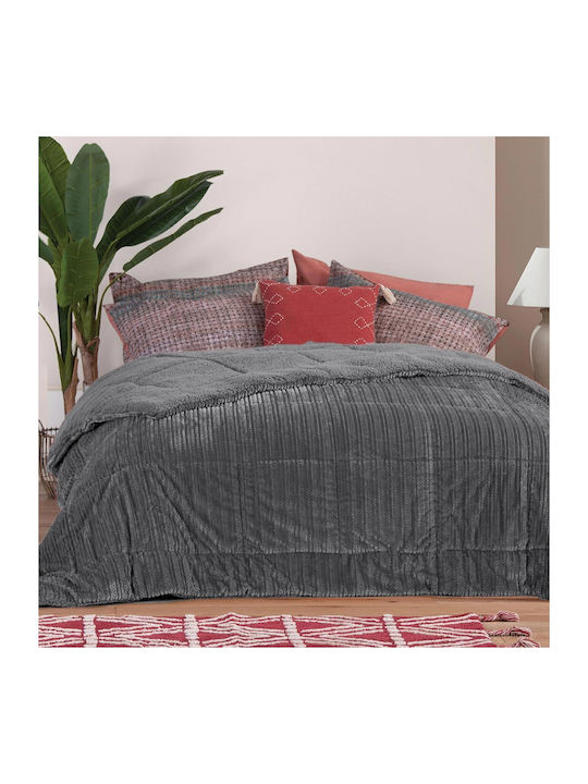 Nef-Nef Homeware Duvet Cover with Hollowfiber Filling Super Double 240x220cm Redict 23 Dark Gray 300 GSM