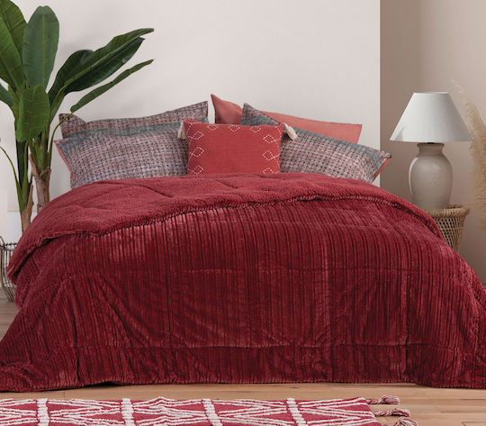 Nef-Nef Homeware Κουβερτοπάπλωμα με Γέμιση Hollowfiber Υπέρδιπλο 240x220εκ. Redick Bordo 705 GSM