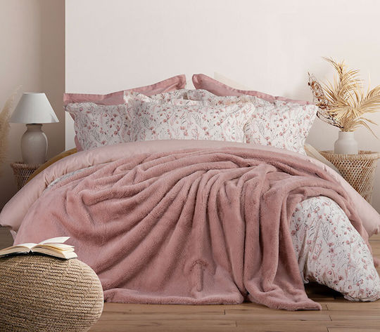 Nef-Nef Homeware Warmer Furry Blanket Super Double 240x220cm Pink