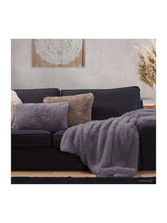 Nef-Nef Homeware Iverson Κουβέρτα Γούνινη Καναπέ 130x170εκ. Grey