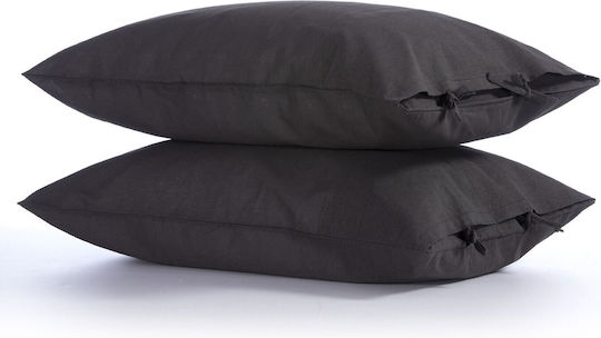 Nef-Nef Homeware Pillowcase Set with Envelope Cover Anthracite 52x72cm.