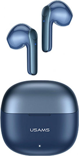 Usams XH09 Earbud Bluetooth Handsfree Ακουστικά με Θήκη Φόρτισης Μπλε