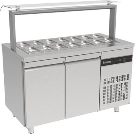 Inomak Английски превод: Stainless Steel Refrigerator Counter Салата 290лт with 2 Doors and Cooling Machine 3/+10°C L136xW80xH132см Zenobia