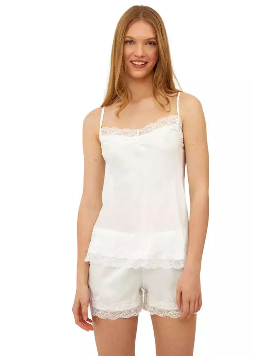 Harmony Summer Satin Babydoll White