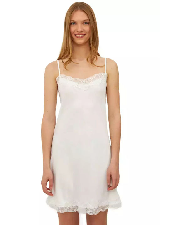 Harmony Summer Satin Women's Nightdress White