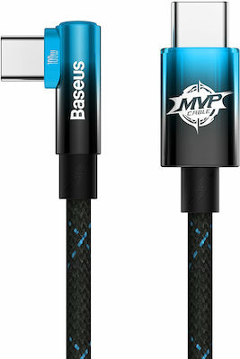 Baseus MVP Elbow Angle (90°) / Braided USB 2.0 Cable USB-C male - USB-C male 100W Blue 1m (CAVP000621)
