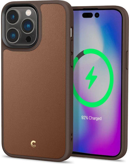 Spigen Cyrill Kajuk Mag Задна корица Изкуствена кожа / Силикон Кафяво седло (iPhone 14 Pro Max)