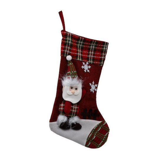 Santa-Snowman Χριστουγεννιάτικη Διακοσμητική Κάλτσα με Άγιο Βασίλη Μ27xΠ23xΥ50εκ. Κόκκινη