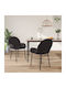 Dining Room Artificial Leather Armchair Black Velvet-Black Metal 58x57x78.5cm 2pcs