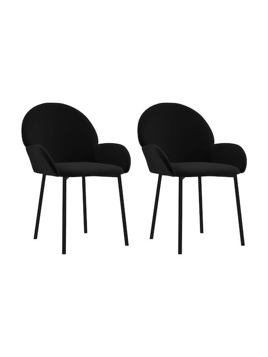 Dining Room Velvet Armchair Μαύρο 58x57x78.5cm 2pcs