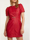 Lynne Mini Abendkleid Leder Rot