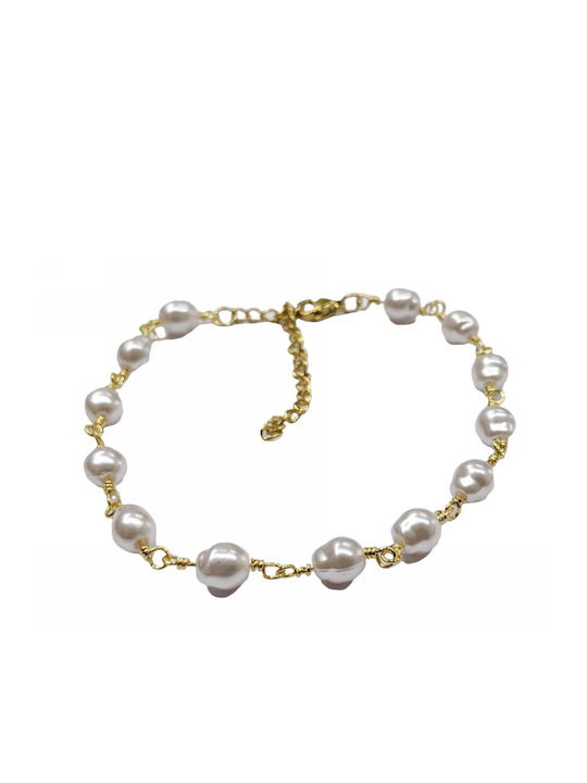 Bracelet Anklet Chain Gold Plated with Pearls