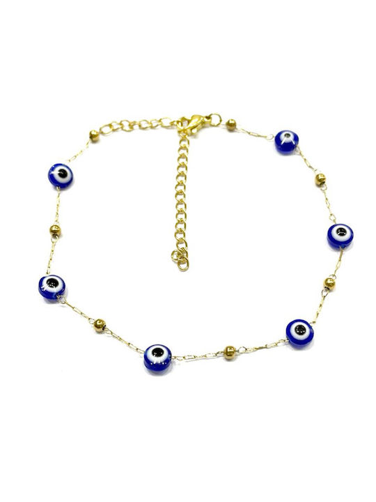 Bracelet Anklet Chain with design Eye made of Steel Gold Plated