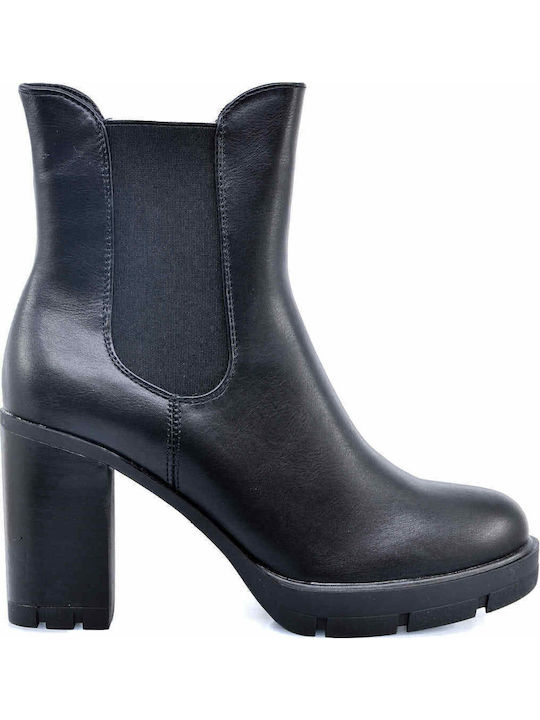 Damen Chelsea Stiefeletten mit hohem Absatz Schwarz