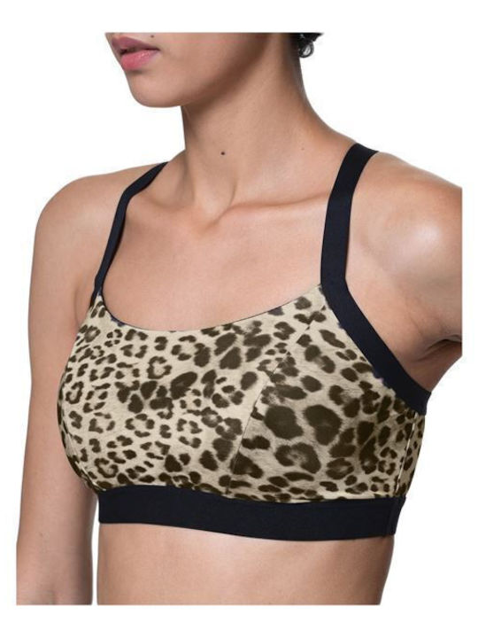 Javari Eco Women's Sports Bra without Padding Black Animal