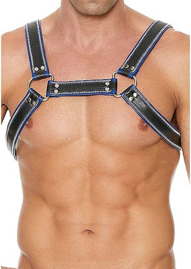 Shots Ouch Z Series Chest Bulldog Leather Harness Black / Blue