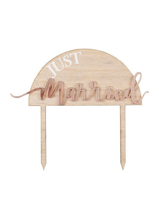 Ginger Ray Decor pentru tort Just Married din lemn