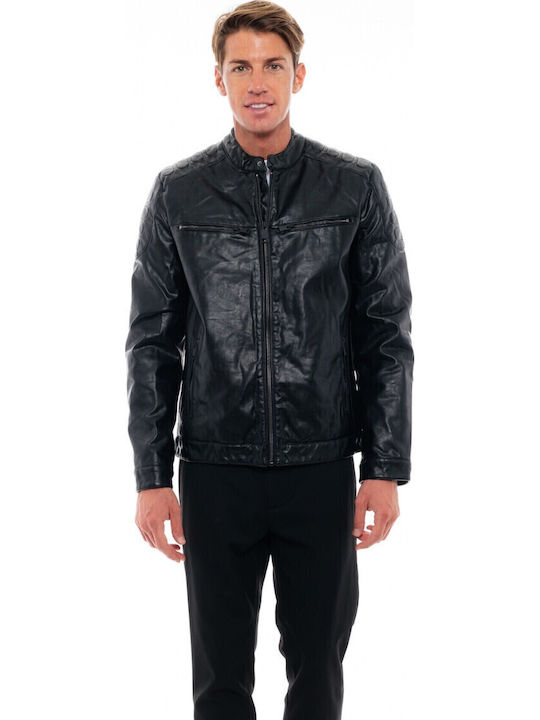 Jacke aus Kunstleder Biker Schwarz