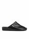 Leather Winter Women's Slippers Black