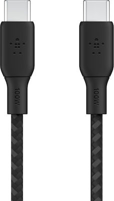 Belkin Braided USB 2.0 Cable USB-C male - USB-C male Μαύρο 3m (CAB014bt3MBK)