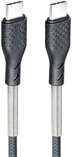 Forcell Carbon Braided USB 2.0 Cable USB-C male - USB-C 60W PD Μαύρο 1m FOCB-152313
