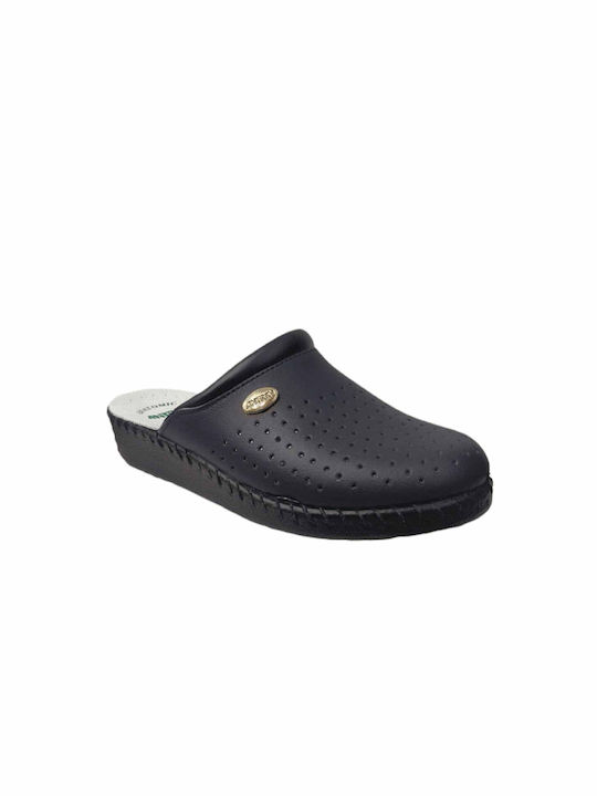 Damen Leder Clog 2975, blau