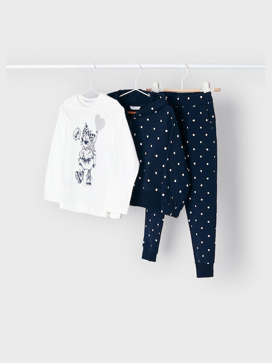 Mayoral Kids Sweatpants Set Blue 3pcs