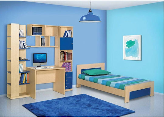 Σετ Παιδικού Δωματίου Blau Natürlich 5Stück mit Bett für Matratze 110x190cm