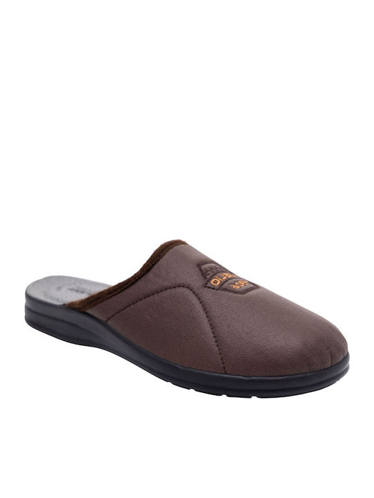 Sunshine Leather Men's Slippers Brown Anatomical