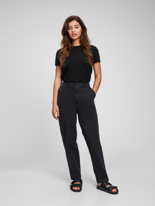 Women's Chino Trousers Straight Line Black