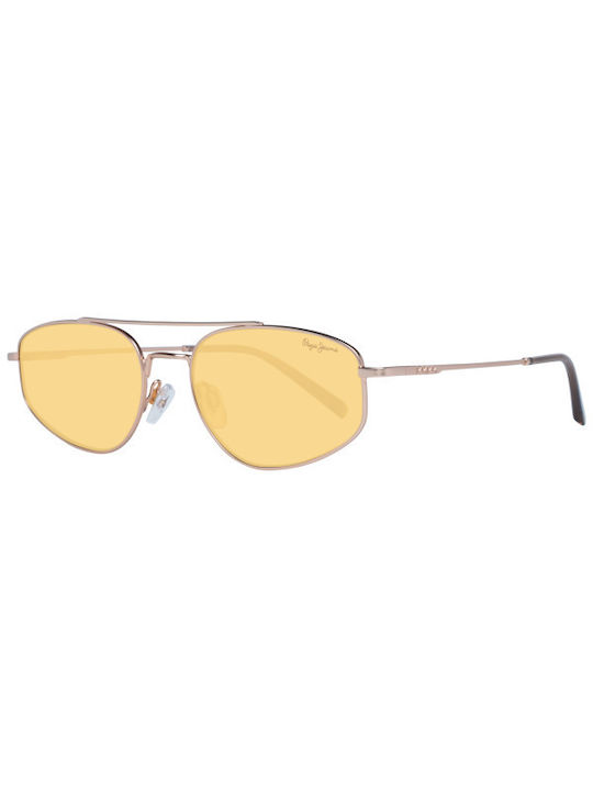 Pepe Jeans Ochelari de soare cu Rose Gold Din metal Rame și Galben Lentilă PJ5178-C5