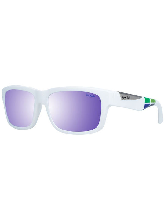 Bolle Jude Sunglasses with White Acetate Frame and Purple Lenses 11955