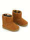 Suede Kids Boots with Velcro Brown