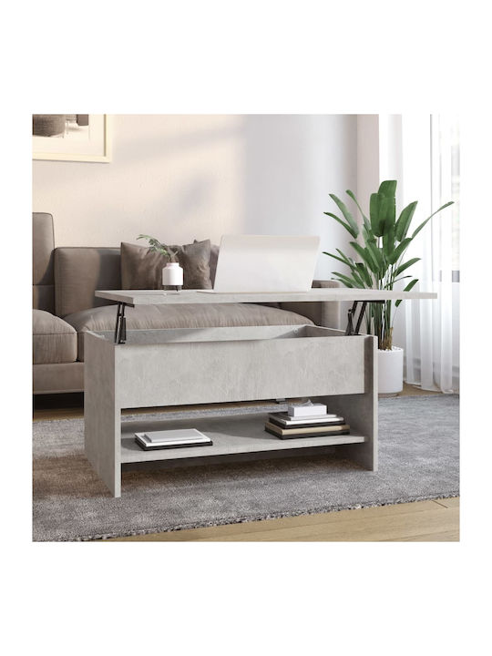 Rectangular Central Wooden Coffee Table with Lifting Mechanism Gray M80xW50xH40cm