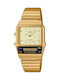 Casio Vintage Edgy Αναλογικό/Ψηφιακό Ρολόι Χρονογράφος Αυτόματο με Χρυσό Καουτσούκ Λουράκι