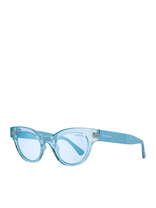 Skechers Women's Sunglasses with Blue Plastic Frame and Light Blue Lens SE6100 90V