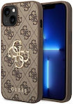 Guess 4G Big Metal Logo Umschlag Rückseite Kunststoff Braun (iPhone 14 Plus) GUHCP14M4GMGBR