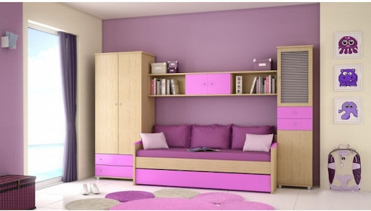 Σετ Παιδικού Δωματίου Rhodos Rosa Eiche 4Stück mit Bett für Matratze 90x190cm