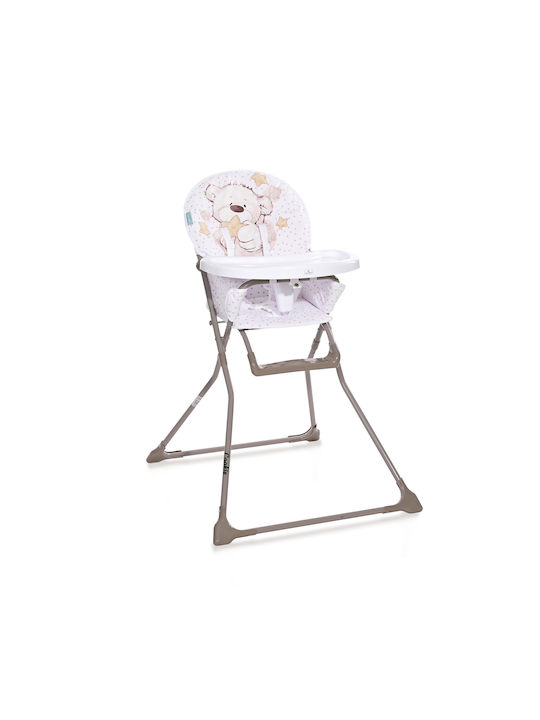 Lorelli Cookie Foldable Baby Highchair with Metal Frame & Fabric Seat White Teddy Bear