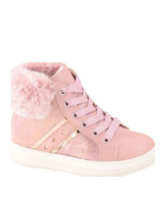 Suede Kinderstiefeletten mit Schnürsenkeln Rosa