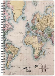 Next Spiral Caiete Cu dungi A4 105 de Foi 3 de Subiecte Trends World Map II Multicolor 3buc