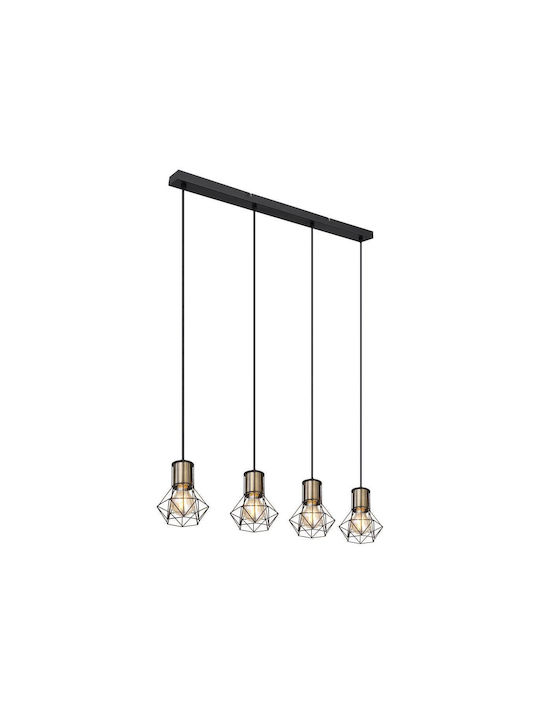 Globo Lighting Priska Pendant Chandelier Rail for 4 Bulbs E27 Black