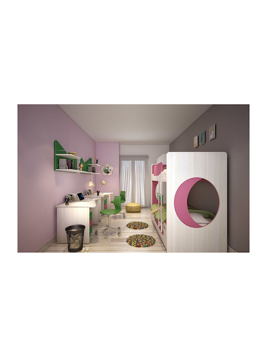 Set de Dormitor pentru Copii Luna Roz 3buc cu Pat pentru Saltea 90x200buc