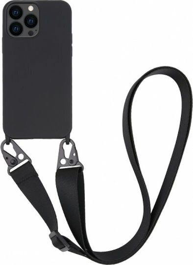 Vivanco Necklace Back Cover Σιλικόνης με Λουράκι Μαύρο (iPhone 13 Pro)