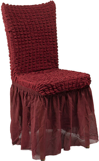 Beauty Home 8525 Ελαστικό Κάλυμμα Καρέκλας Burgundy με Βολάν 6τμχ