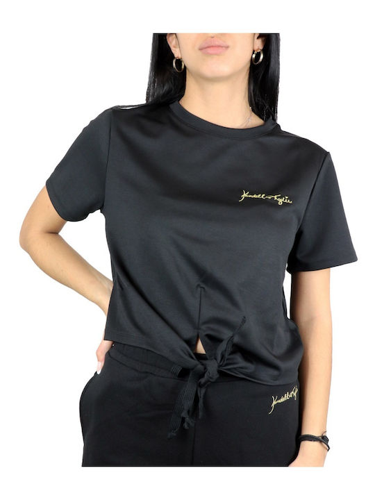 Women's Summer Crop Top Cotton Short Sleeve Black